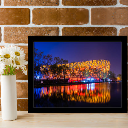 Bird's Nest Beijing Stadium, Stadium Canvas, Sport Art, Gift for him, Framed Art Print Wall Decor, Picture Framed