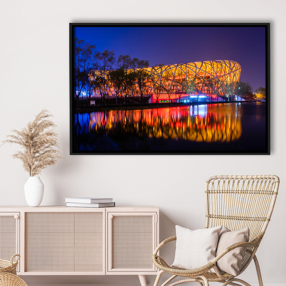 Bird's Nest Beijing Stadium, Stadium Canvas, Sport Art, Framed Canvas Print Wall Art, Floating Frame