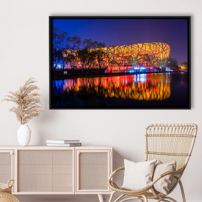 Bird's Nest Beijing Stadium, Stadium Canvas, Sport Art, Framed Canvas Print Wall Art, Floating Frame