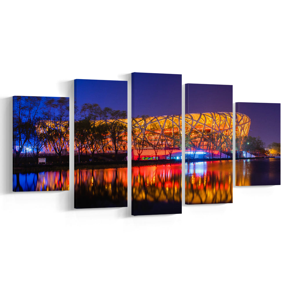 Bird's Nest Beijing Stadium, Stadium Canvas, Sport Art, Gift for him, 5 Panel, Large Canvas, Canvas Print Wall Art