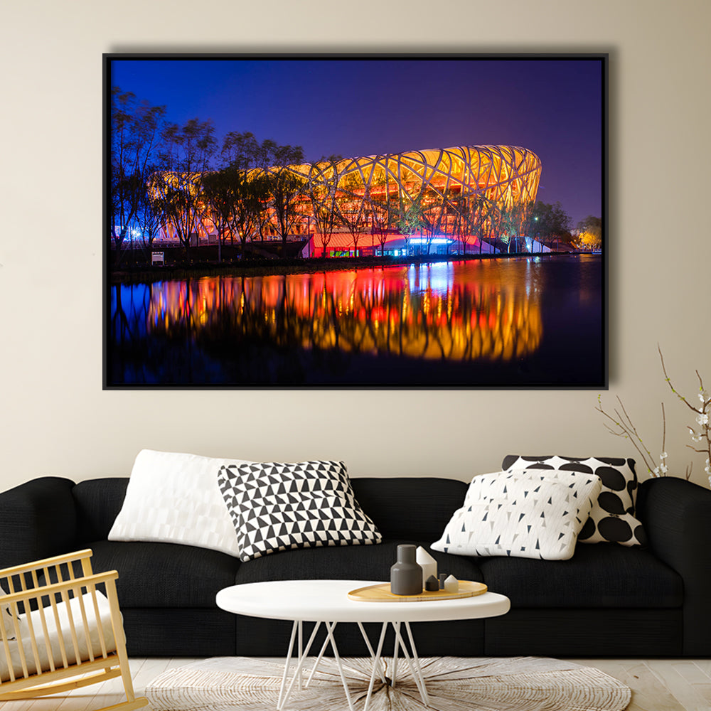 Bird's Nest Beijing Stadium, Stadium Canvas, Sport Art, Framed Canvas Print Wall Art, Floating Frame