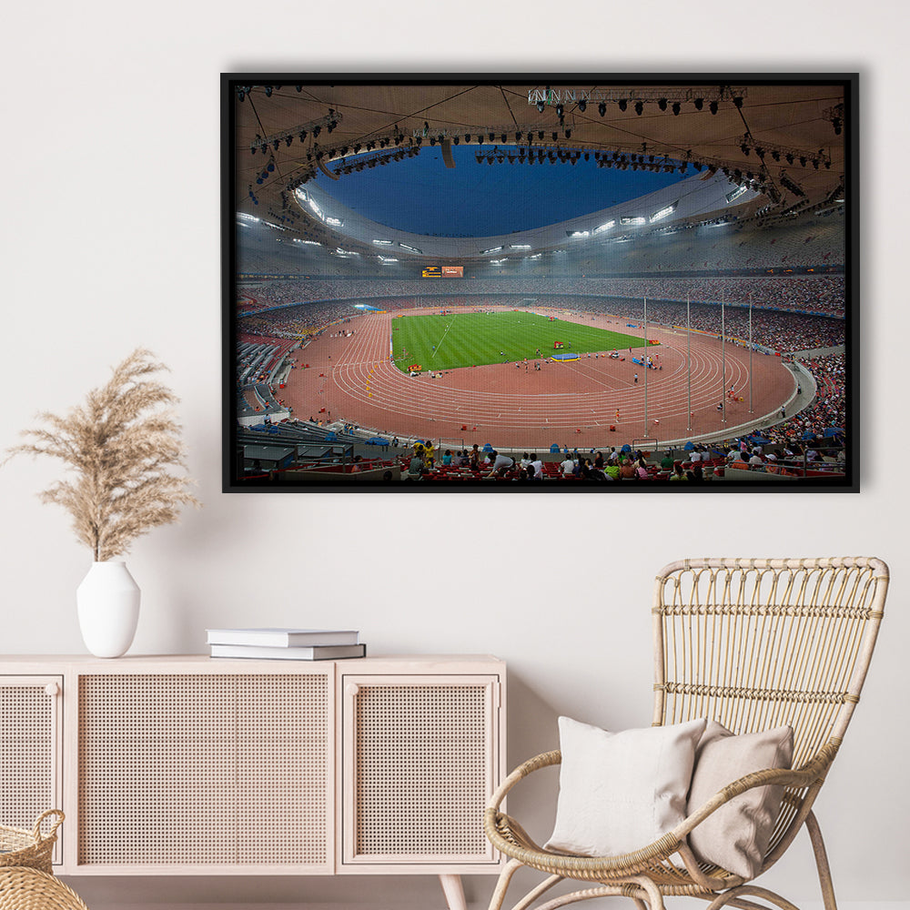 Bird's Nest Olympic Stadium, Stadium Canvas, Sport Art, Framed Canvas Print Wall Art, Floating Frame