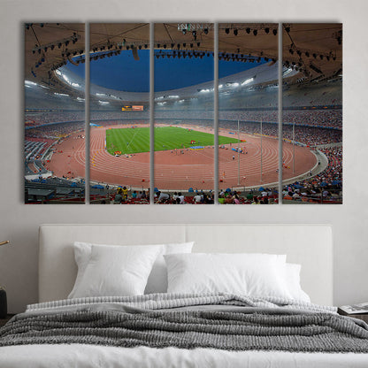 Bird's Nest Olympic Stadium, Stadium Canvas, Sport Art, 5 Panel B, Extra Large Canvas, Canvas Print Wall Art