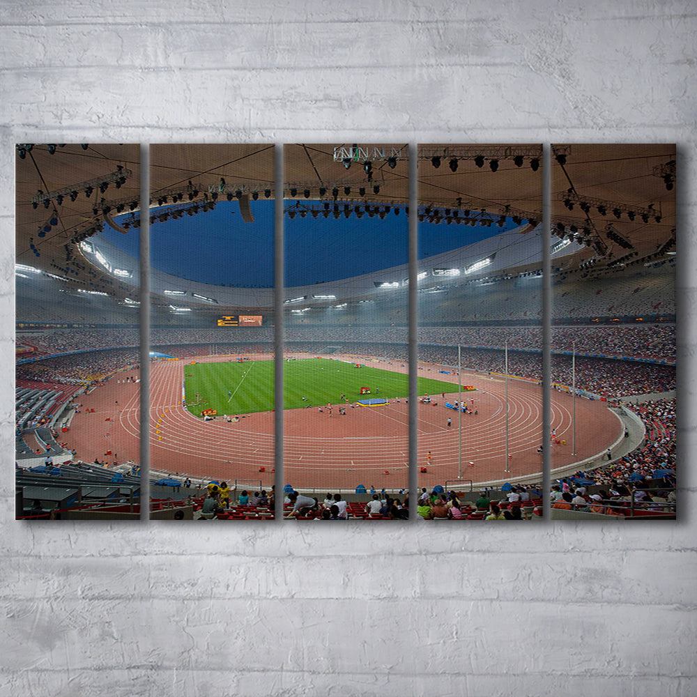 Bird's Nest Olympic Stadium, Stadium Canvas, Sport Art, 5 Panel B, Extra Large Canvas, Canvas Print Wall Art