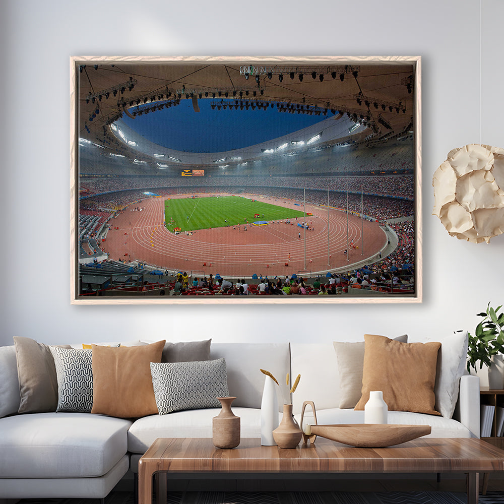 Bird's Nest Olympic Stadium, Stadium Canvas, Sport Art, Framed Canvas Print Wall Art, Floating Frame