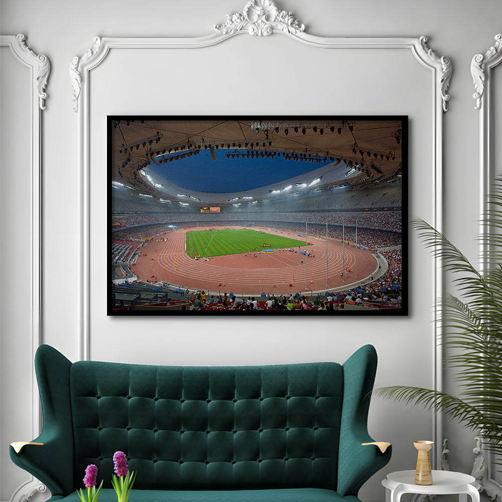 Bird's Nest Olympic Stadium, Stadium Canvas, Sport Art, Gift for him, Framed Art Print Wall Decor, Picture Framed