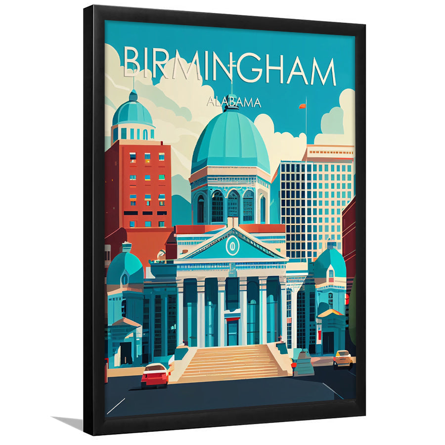 Birmingham Alabama Retro Art Print, Birmingham City Wall Art, Framed Art Print, Picture Framed, Painting Art