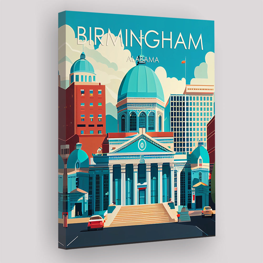 Birmingham Alabama Retro Art Print, Birmingham City Wall Art, Canvas Print, Painting Canvas, Living Room Decor