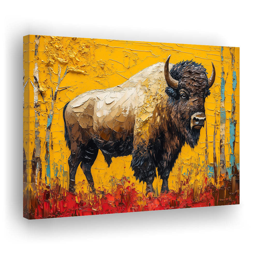 Bison in the Forest Painting, Canvas Art Decor Print, Painting Art, Canvas Print Wall Art Home Decor