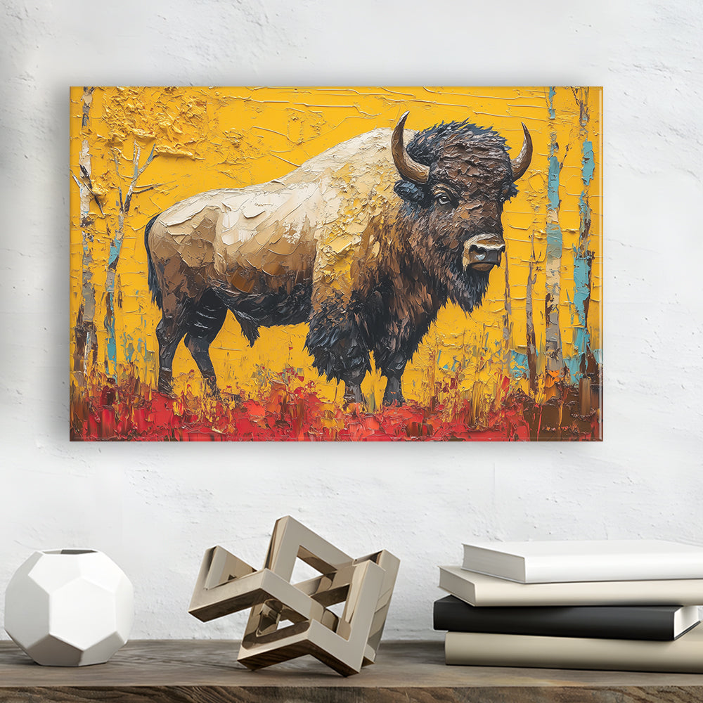 Bison in the Forest Painting, Canvas Art Decor Print, Painting Art, Canvas Print Wall Art Home Decor