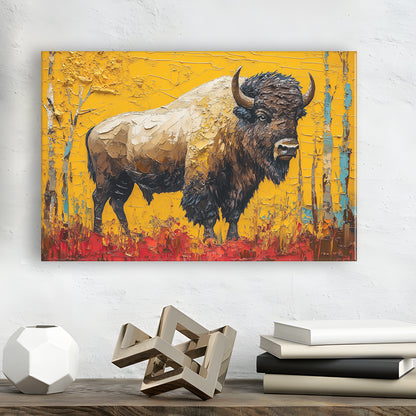 Bison in the Forest Painting, Canvas Art Decor Print, Painting Art, Canvas Print Wall Art Home Decor