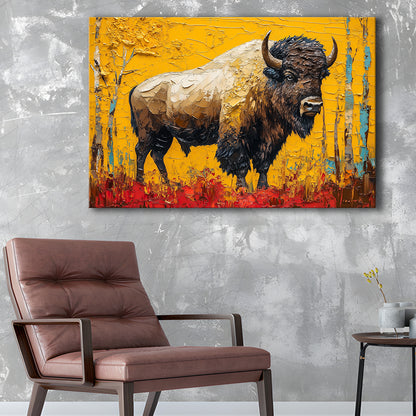 Bison in the Forest Painting, Canvas Art Decor Print, Painting Art, Canvas Print Wall Art Home Decor