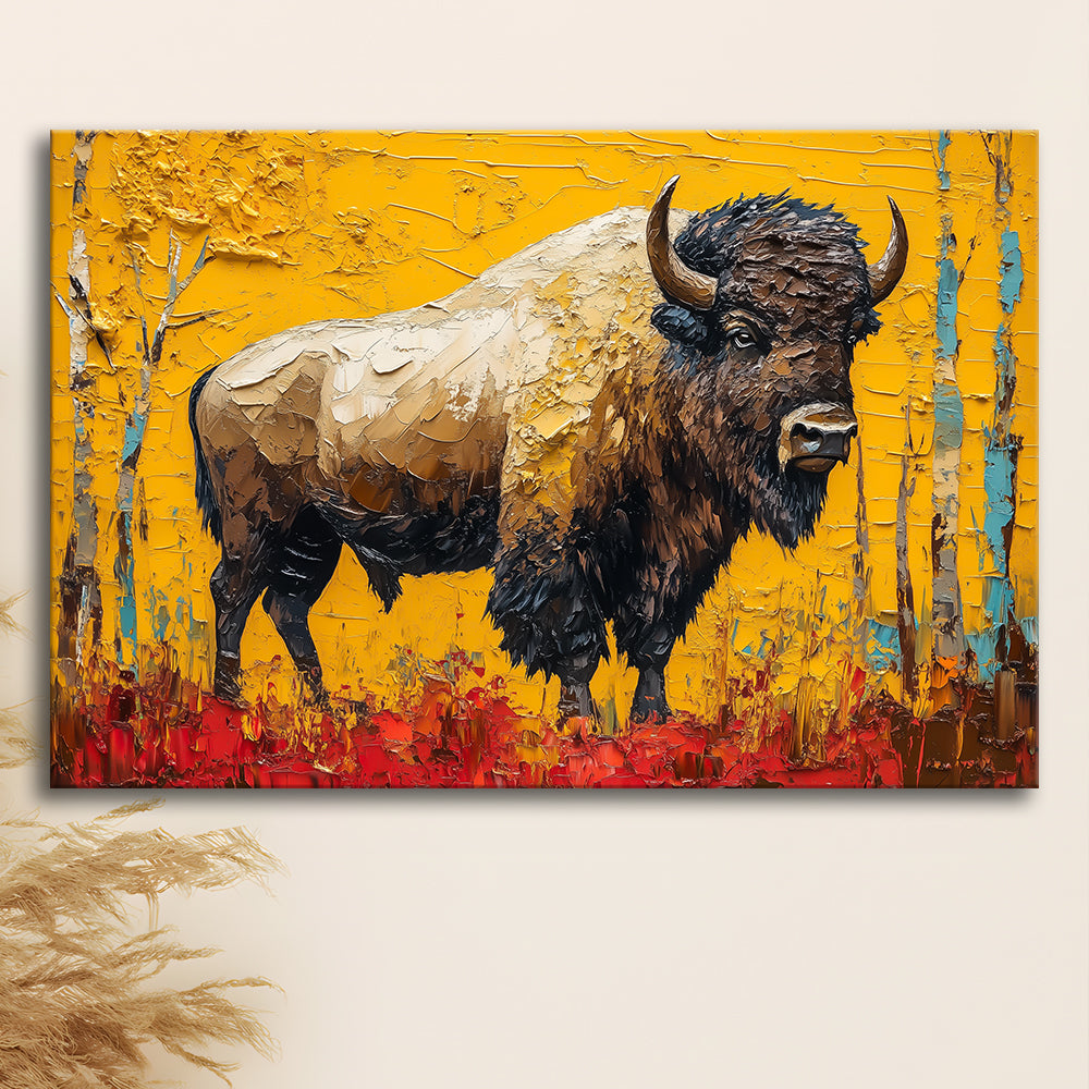 Bison in the Forest Painting, Canvas Art Decor Print, Painting Art, Canvas Print Wall Art Home Decor