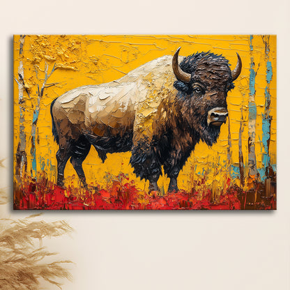 Bison in the Forest Painting, Canvas Art Decor Print, Painting Art, Canvas Print Wall Art Home Decor