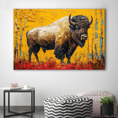 Bison in the Forest Painting, Canvas Art Decor Print, Painting Art, Canvas Print Wall Art Home Decor
