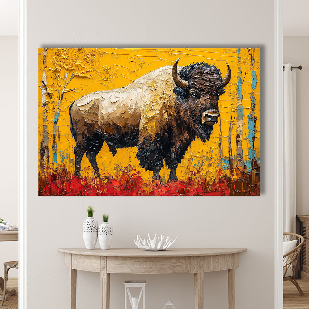 Bison in the Forest Painting, Canvas Art Decor Print, Painting Art, Canvas Print Wall Art Home Decor