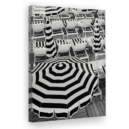 Black And White Beach Umbrellas Print, Beach Art, Canvas Prints Wall Art