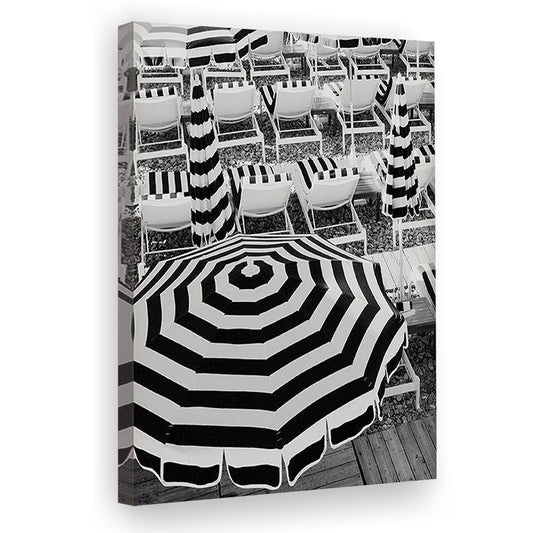Black And White Beach Umbrellas Print, Beach Art, Canvas Prints Wall Art