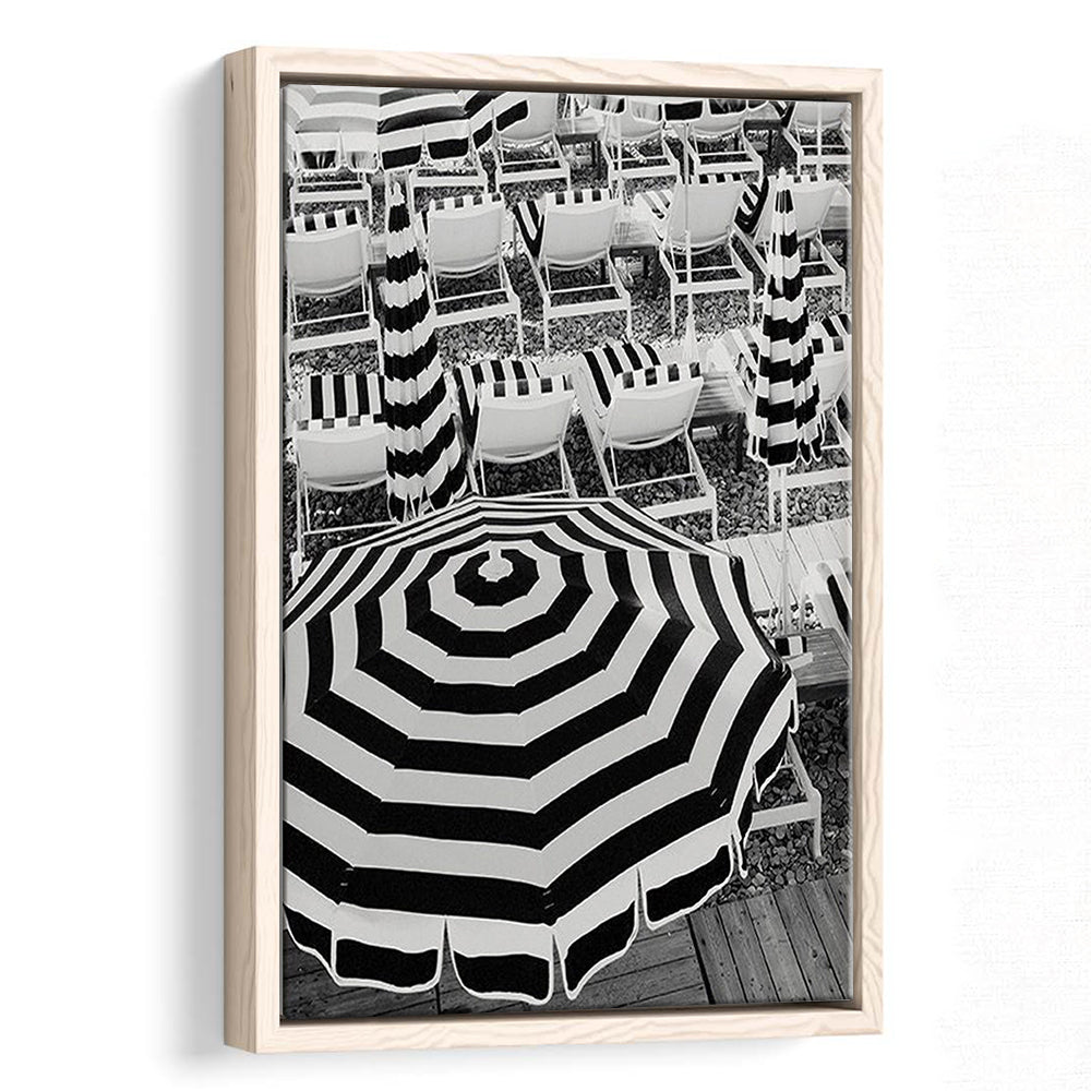 Black And White Beach Umbrellas Print, Beach Art, Framed Canvas Prints Wall Art