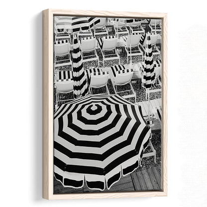 Black And White Beach Umbrellas Print, Beach Art, Framed Canvas Prints Wall Art