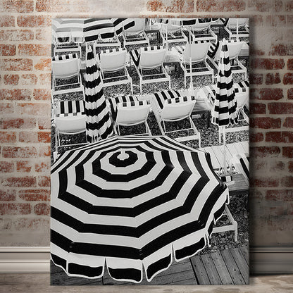 Black And White Beach Umbrellas Print, Beach Art, Canvas Prints Wall Art