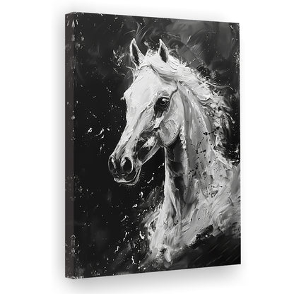 Black And White Horse Portrait Knife Painting, Canvas Art Print Decor, Painting Art, Canvas Prints Wall Art