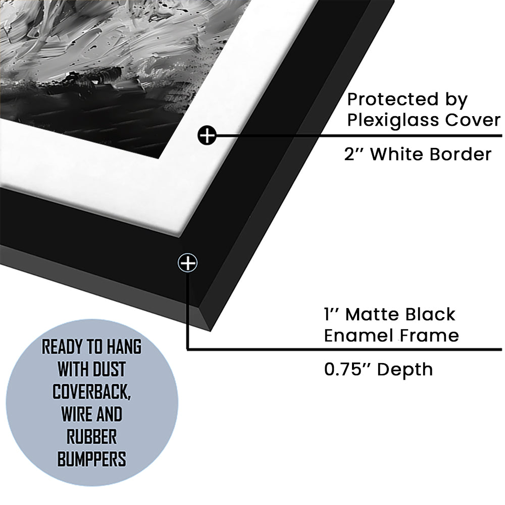 Black And White Horse Portrait Knife Painting, Framed Picture Print, Framed Art Prints White Border Wall Decor