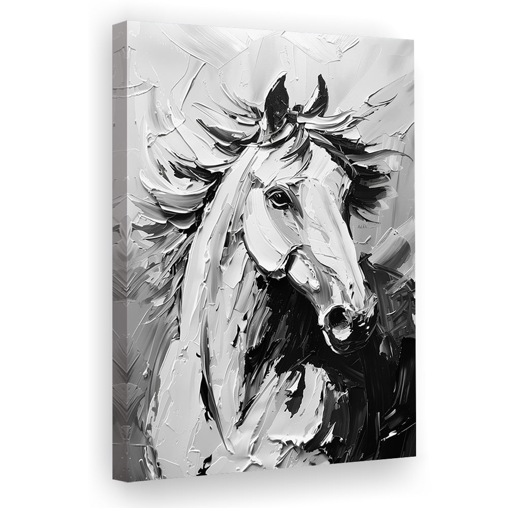 Black And White Horse Portrait Unique Art, Canvas Art Print Decor, Painting Art, Canvas Prints Wall Art
