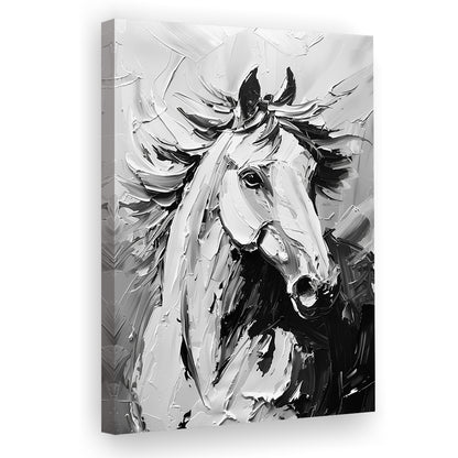 Black And White Horse Portrait Unique Art, Canvas Art Print Decor, Painting Art, Canvas Prints Wall Art