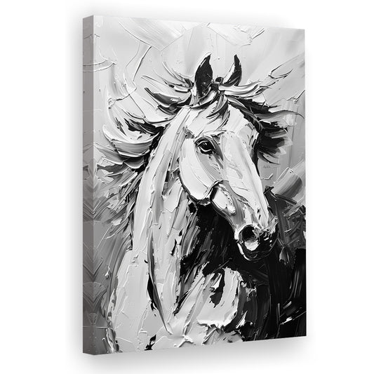 Black And White Horse Portrait Unique Art, Canvas Art Print Decor, Painting Art, Canvas Prints Wall Art