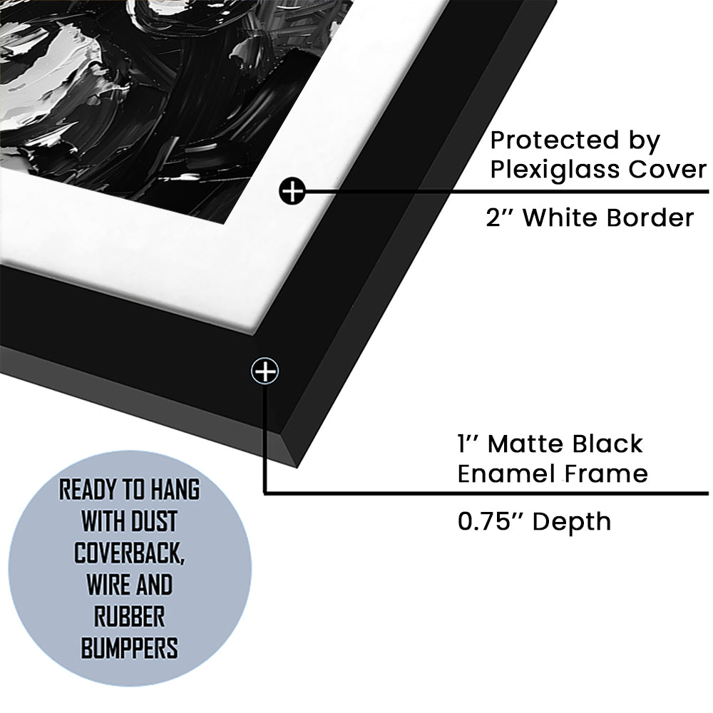 Black And White Horse Portrait Unique Art, Framed Picture Print, Framed Art Prints White Border Wall Decor