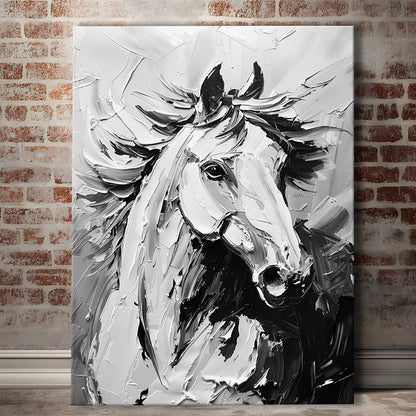 Black And White Horse Portrait Unique Art, Canvas Art Print Decor, Painting Art, Canvas Prints Wall Art