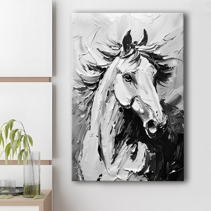 Black And White Horse Portrait Unique Art, Canvas Art Print Decor, Painting Art, Canvas Prints Wall Art