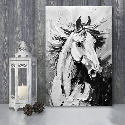 Black And White Horse Portrait Unique Art, Canvas Art Print Decor, Painting Art, Canvas Prints Wall Art