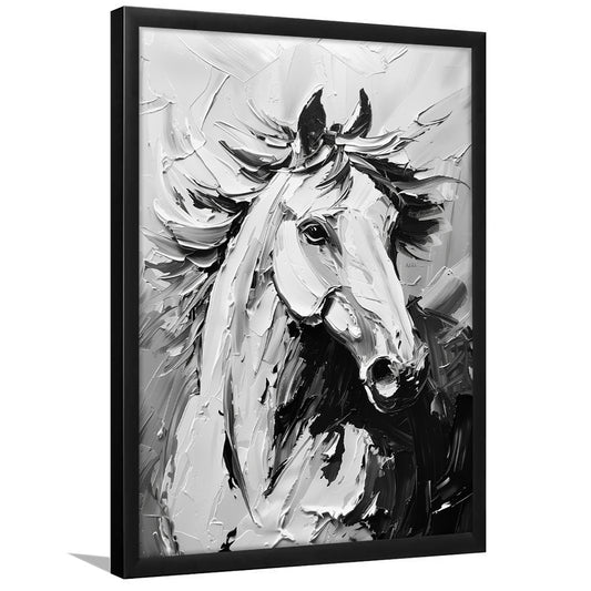 Black And White Horse Portrait Unique Art, Framed Picture Print,, Framed Art Prints Wall Decor