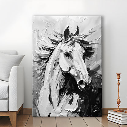 Black And White Horse Portrait Unique Art, Canvas Art Print Decor, Painting Art, Canvas Prints Wall Art
