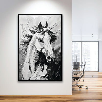 Black And White Horse Portrait Unique Art, Framed Picture Print,, Framed Art Prints Wall Decor