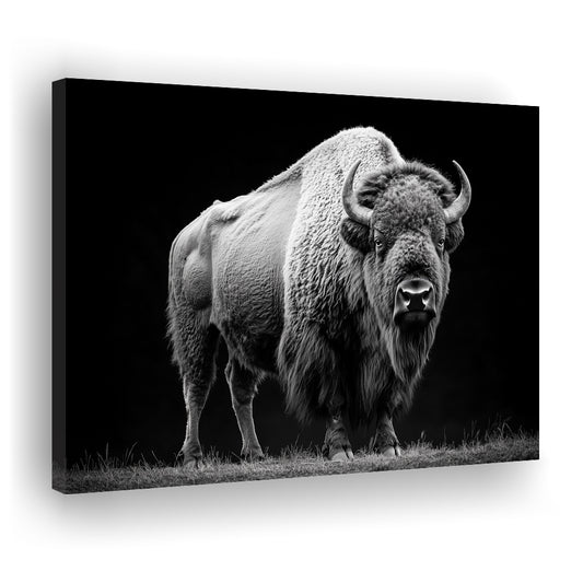 Black And White Photography Bison Portrait, Canvas Art Decor Print, Painting Art, Canvas Print Wall Art Home Decor