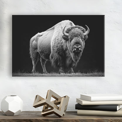 Black And White Photography Bison Portrait, Canvas Art Decor Print, Painting Art, Canvas Print Wall Art Home Decor