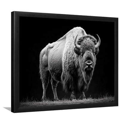 Black And White Photography Bison Portrait, Framed  Print, Painting Art, Framed Art Print Wall Decor, Framed Picture