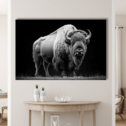 Black And White Photography Bison Portrait, Canvas Art Decor Print, Painting Art, Canvas Print Wall Art Home Decor
