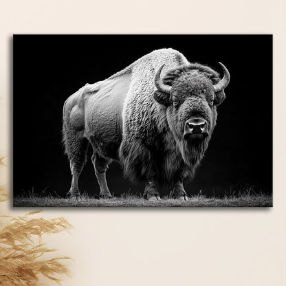 Black And White Photography Bison Portrait, Canvas Art Decor Print, Painting Art, Canvas Print Wall Art Home Decor
