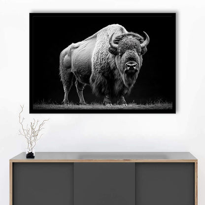 Black And White Photography Bison Portrait, Framed  Print, Painting Art, Framed Art Print Wall Decor, Framed Picture
