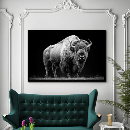 Black And White Photography Bison Portrait, Framed  Print, Painting Art, Framed Art Print Wall Decor, Framed Picture