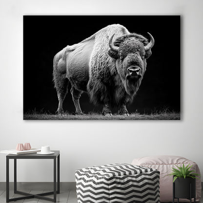 Black And White Photography Bison Portrait, Canvas Art Decor Print, Painting Art, Canvas Print Wall Art Home Decor