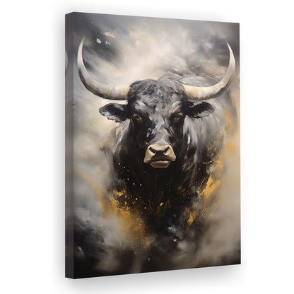 Black Bull, Ox Abstract Painting Extra Large, Canvas Print Wall Art, Wall Decor, Painting Canvas