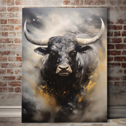 Black Bull, Ox Abstract Painting Extra Large, Canvas Print Wall Art, Wall Decor, Painting Canvas