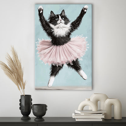 Black Cat Ballerina Wall Art Print, Funny Ballerina Cat Home Decor, Funny Gift Idea, Cat Lovers Gift, Canvas Print, Canvas Decor