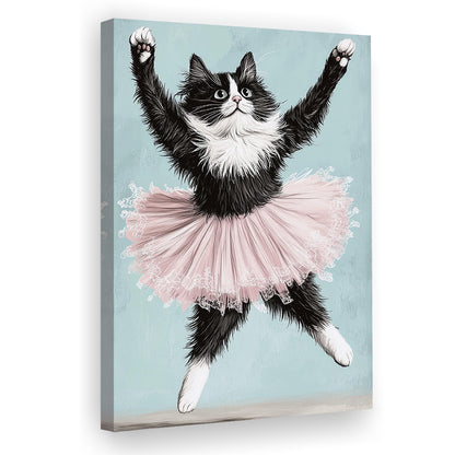 Black Cat Ballerina Wall Art Print, Funny Ballerina Cat Home Decor, Funny Gift Idea, Cat Lovers Gift, Canvas Print, Canvas Decor