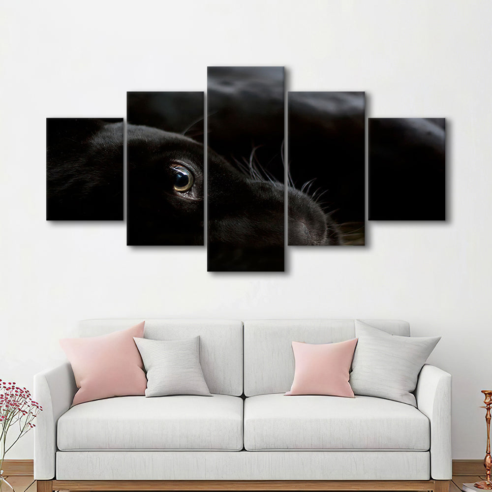 Black Panther Wall Art, Panther Canvas Wall Art, Panther Wall Decoration, 5 Piece Large Cavas Print Wall Art